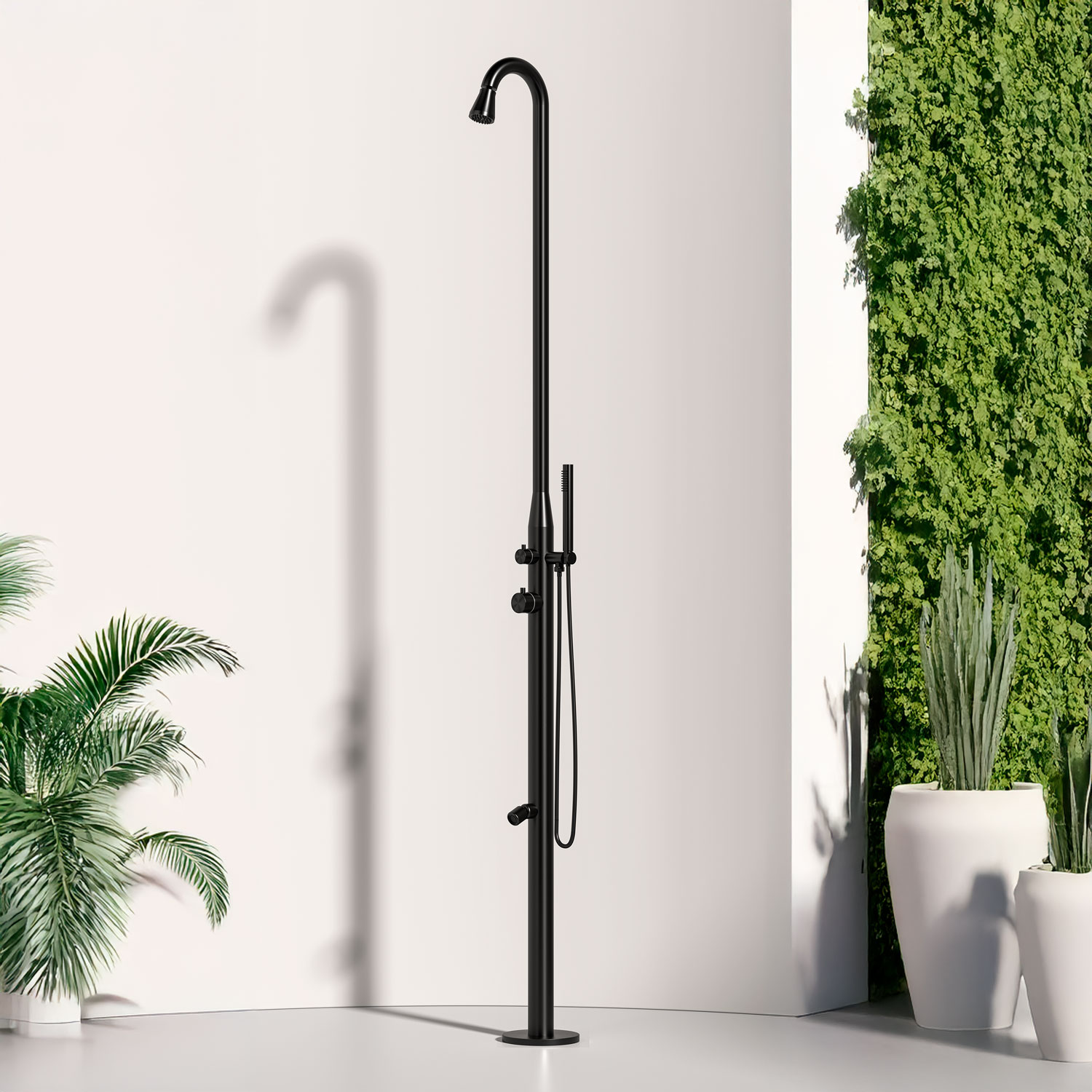 Chuveiro preto em aço inox 316l 228e8239 cm entrada de água quente e fria