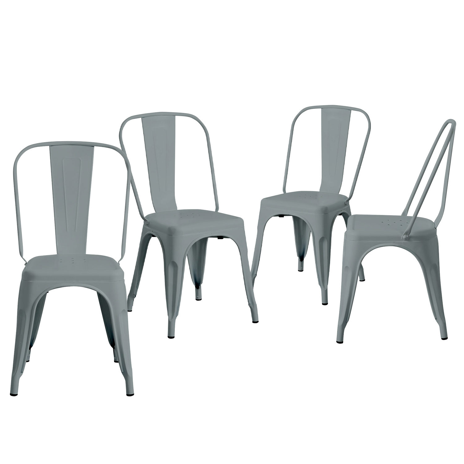 Pack 4 cadeiras industriais cinzento strong 45x54x85cm Thinia Home