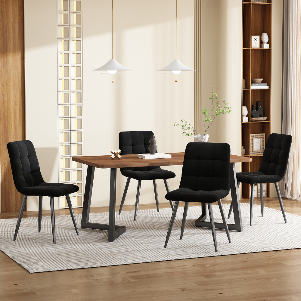 Conjunto de sala de jantar 5 peças mesa e 4 cadeiras em mdf cor nogueira