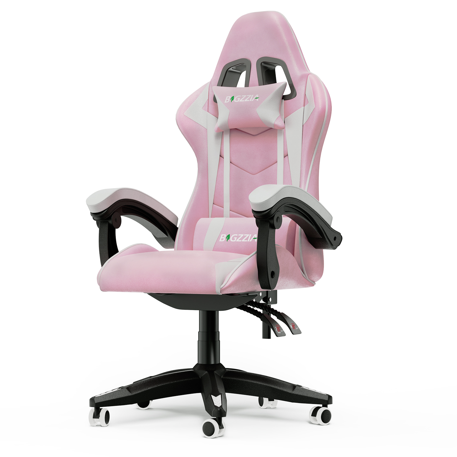 Cadeira de jogos a, cadeira ergonómica com apoio - rosa/branco