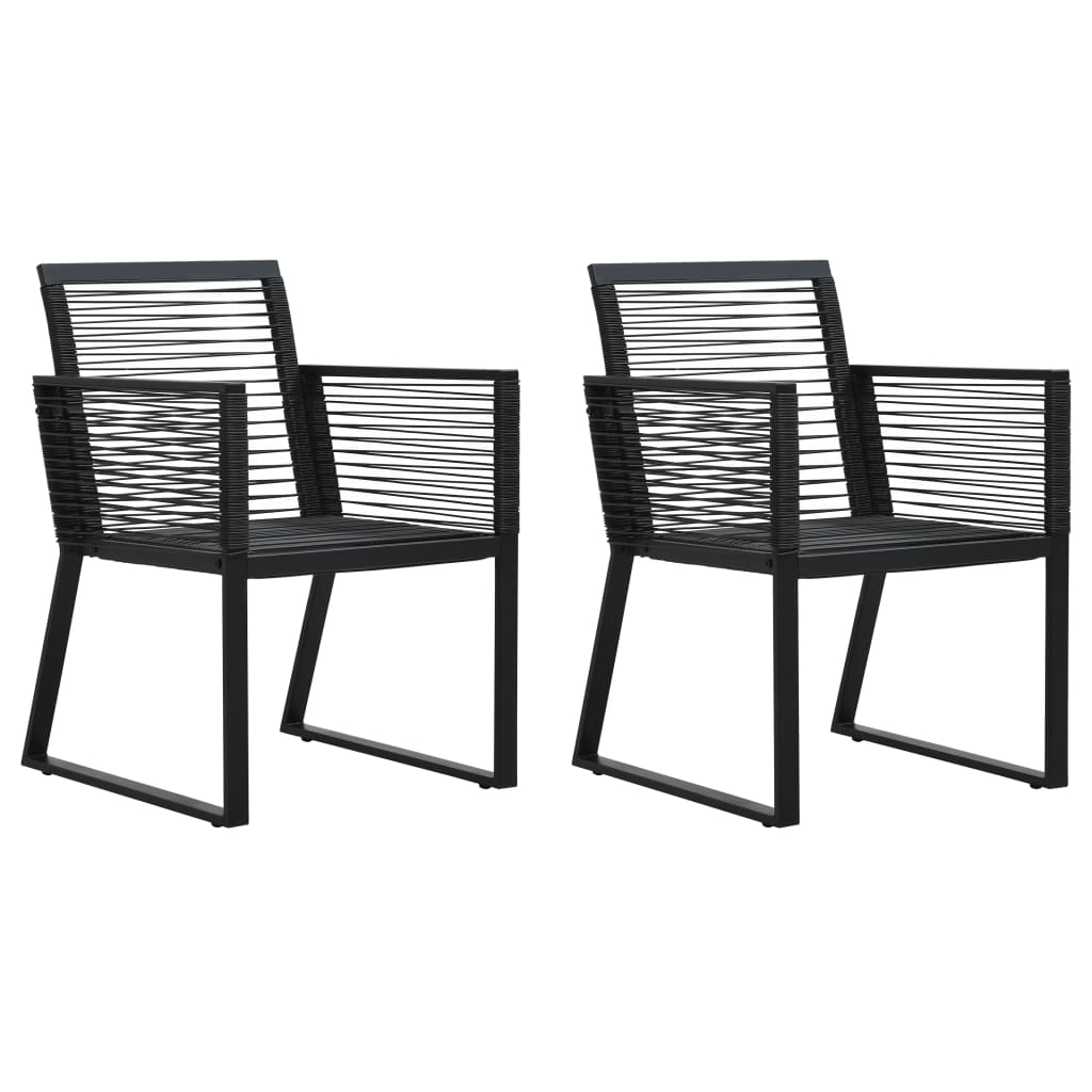 Cadeiras de jardim 2 pcs vime de PVC preto