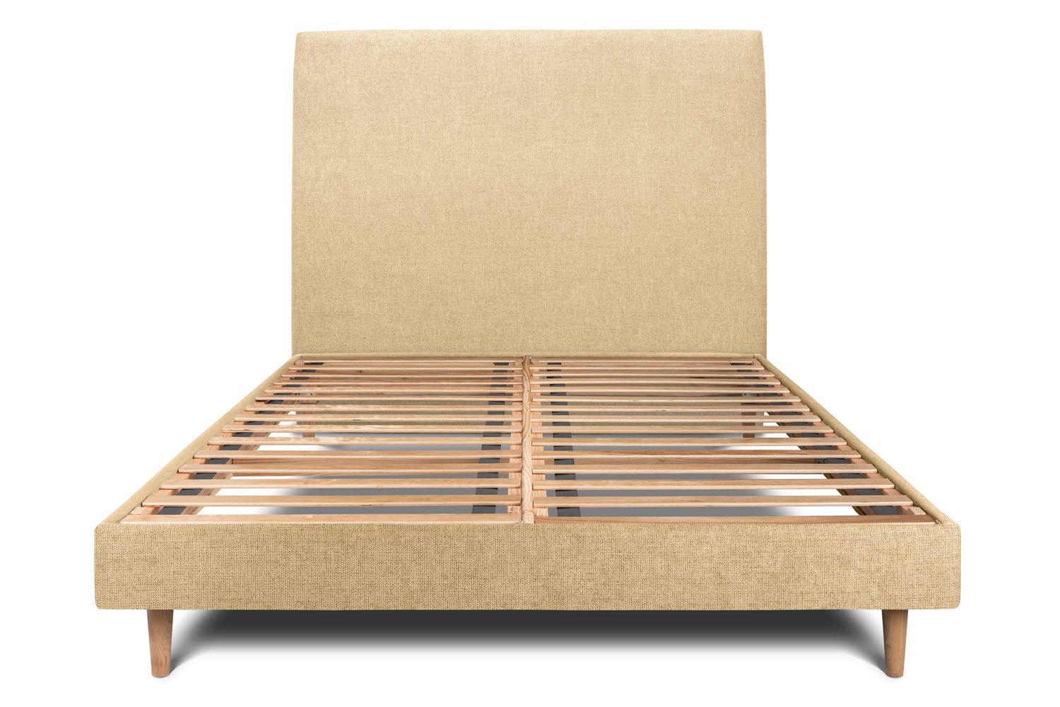 Cama de 140x200 cm com cabeceira estofada - tecido tela fosca - amarelo