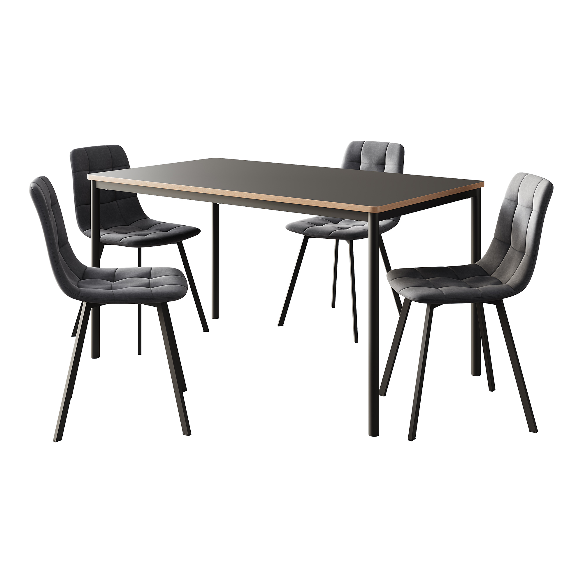 Conjunto de jantar lindesberg 1 mesa 4 cadeiras cinzento escuro [en.casa]