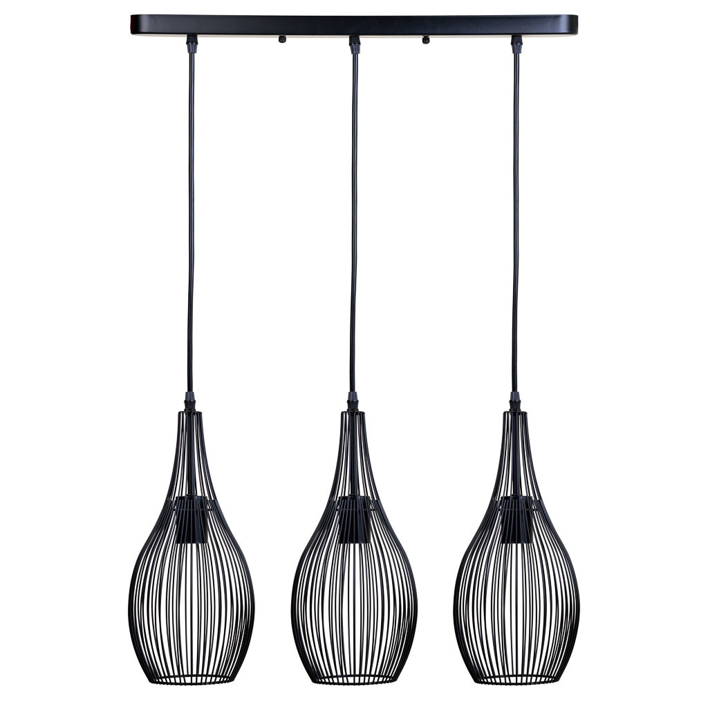 Candeeiro de teto em metal preto 58x17x94