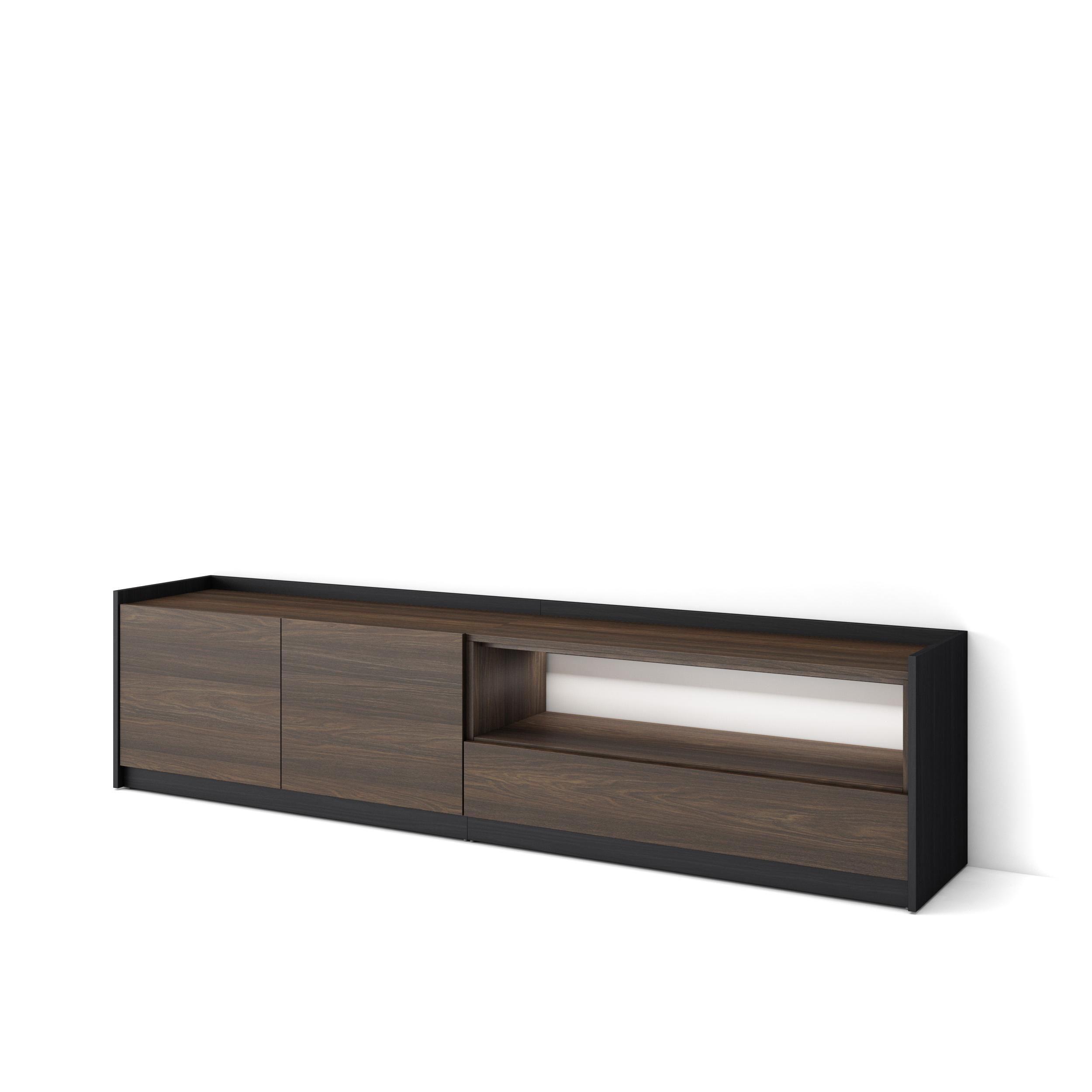 Móvel de tv, 207x37x50cm, carvalho escuro e preto, LED rf4853
