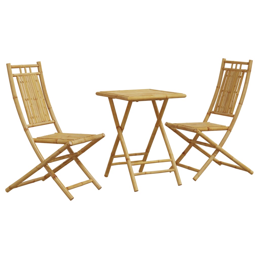 vidaXL juego de mesa y sillas de jardín 3 piezas bambú