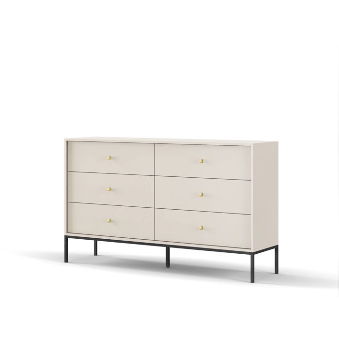 Comoda - 3xe living - 154x83x39 cm - 6 gavetas - bege areia - estrutura de