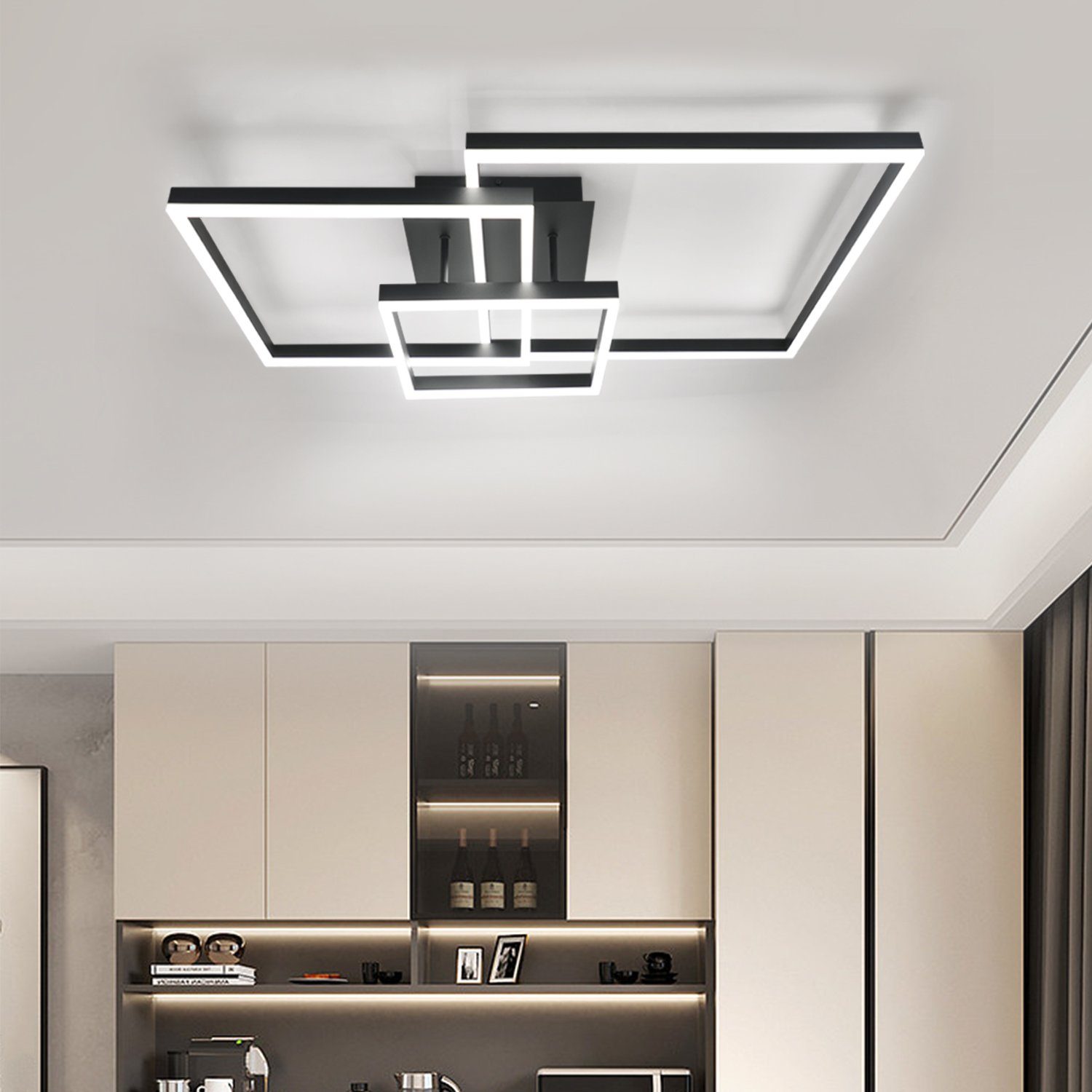 Nettlife LED lâmpada de teto preta regulável com controle remoto lâmpada