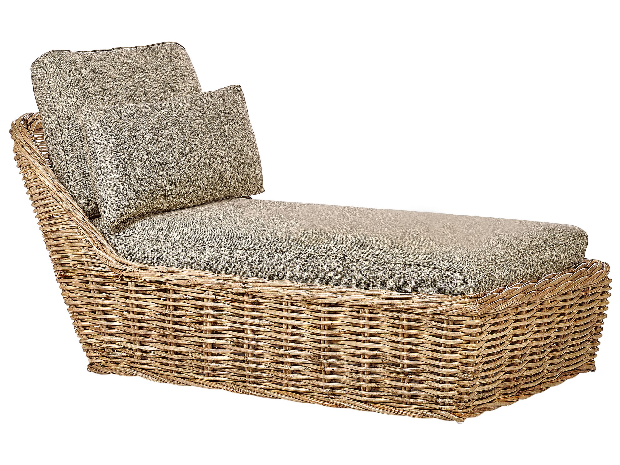 Espreguiçadeira com almofada belsito rattan natural