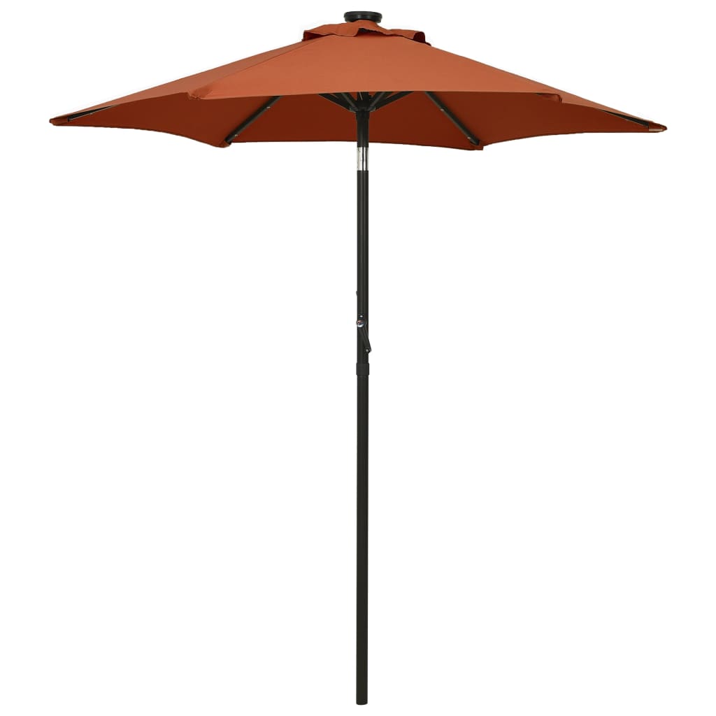 Guarda-sol de jardim c/ luzes LED 200x211 cm alumínio terracota ergft4014