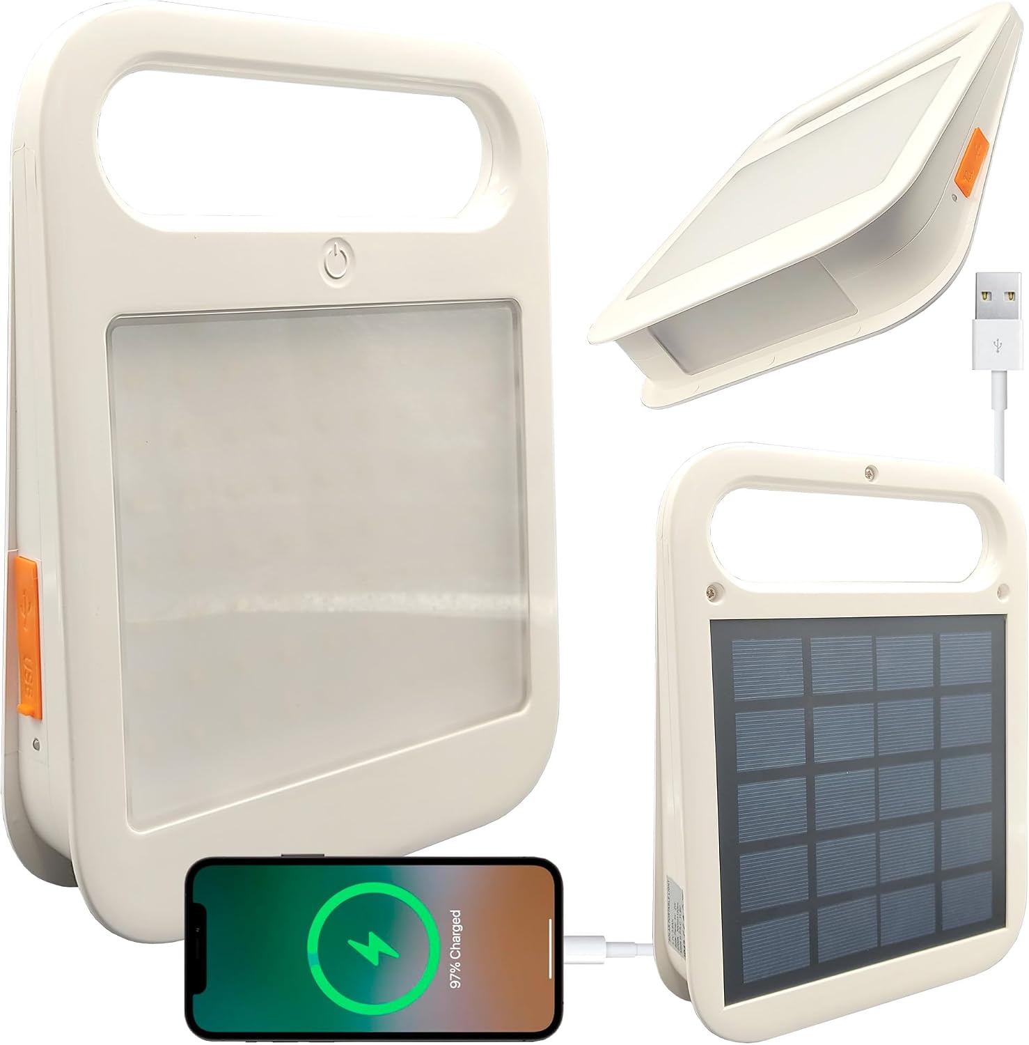 Foco solar portátil, power bank, usb, luz trabajo, batería integrada 3.6ah