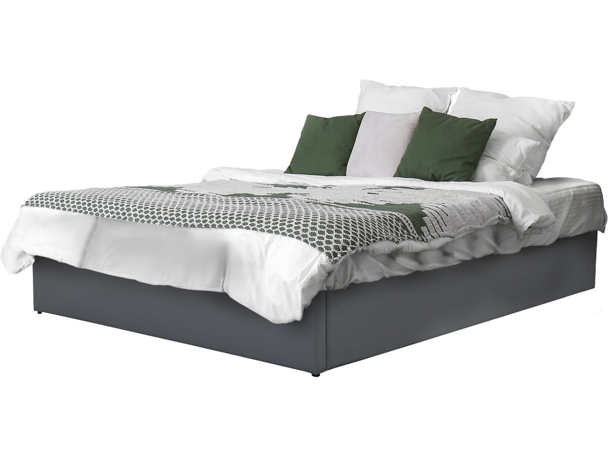 Cama de casal em PVC com caixa "ava" - 140 x 190 cm - cinza