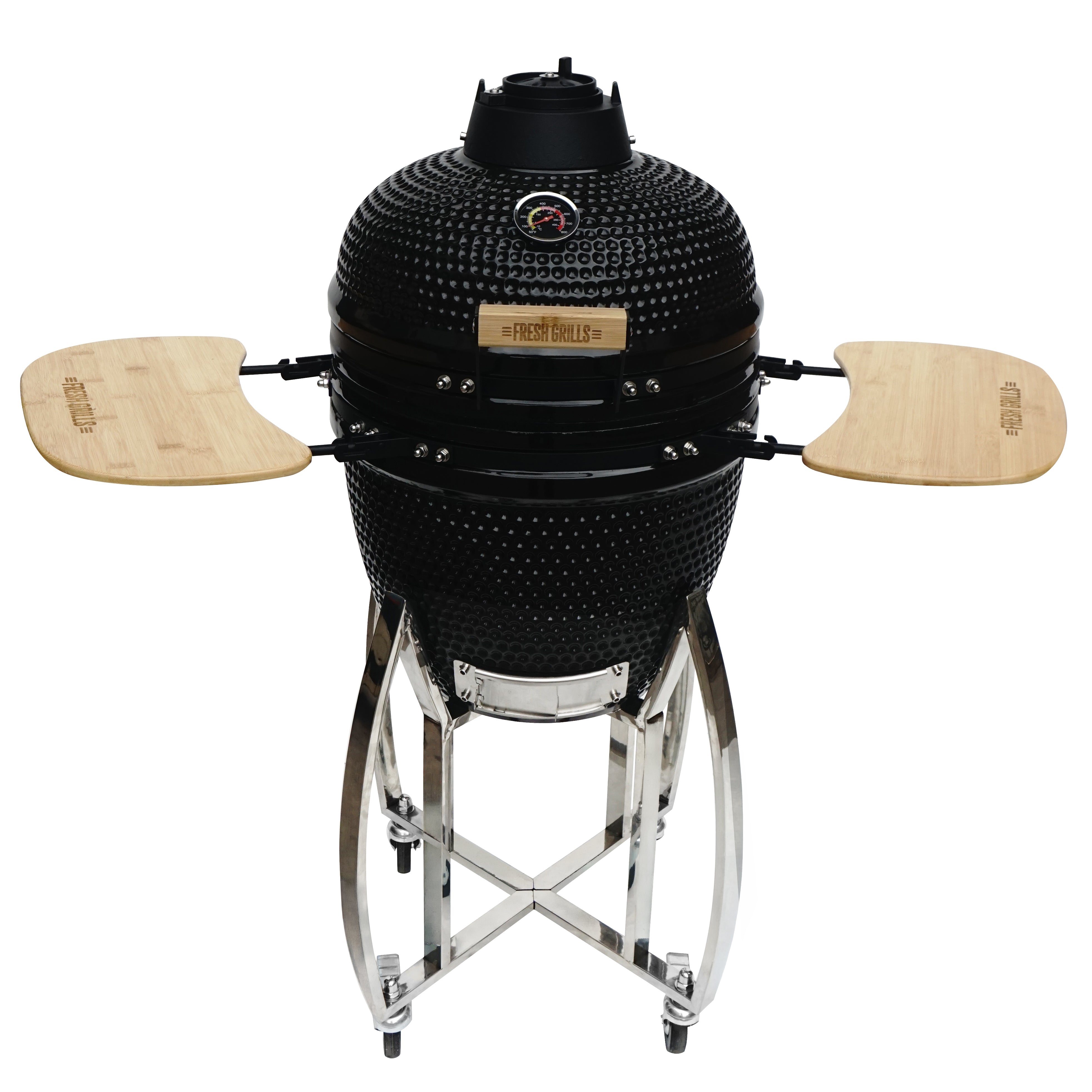 Kamado churrasqueira cerâmica 46 cm grelhador com tampa e suporte