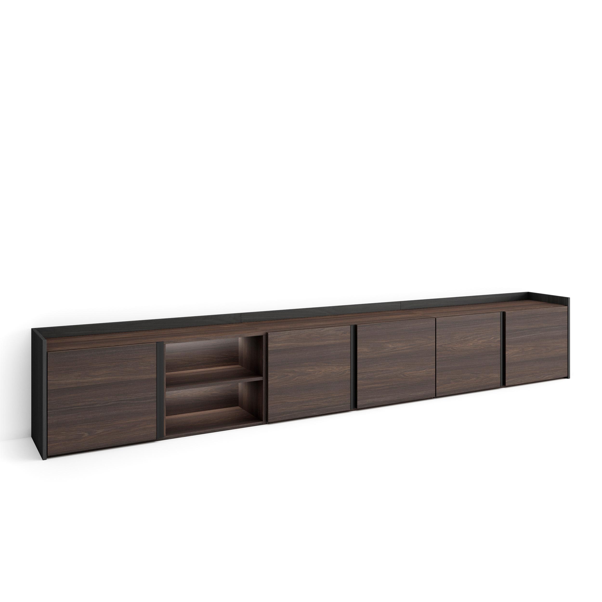 Móvel de tv, 309x35x50cm, carvalho escuro e preto, LED rf4814