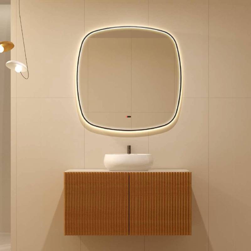 Espelho LED wc retangular palermo 50x150 níquel escovado