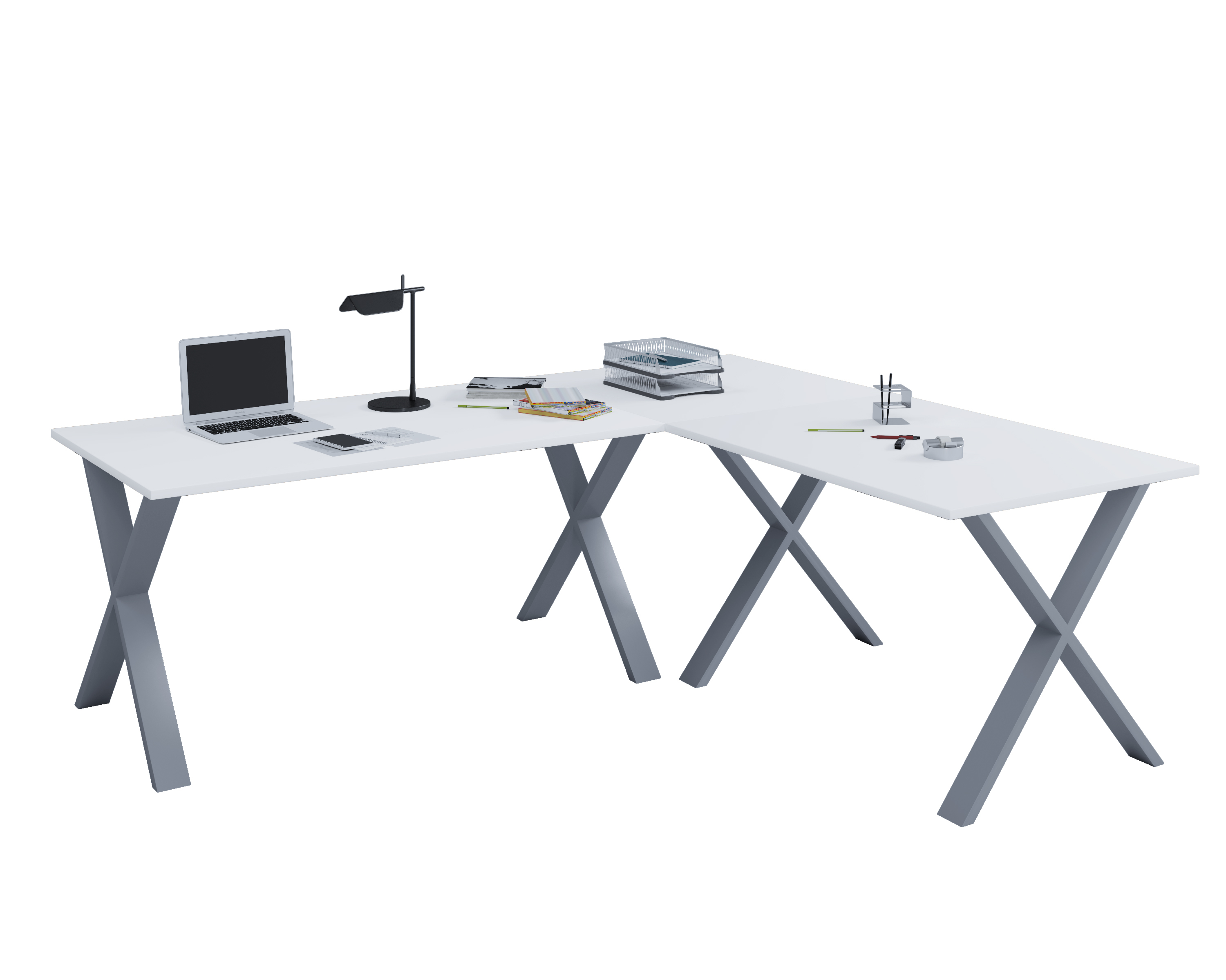 Escritorio lona blanco / roble sonoma al. 76 x an. 160 x p. 160 cm