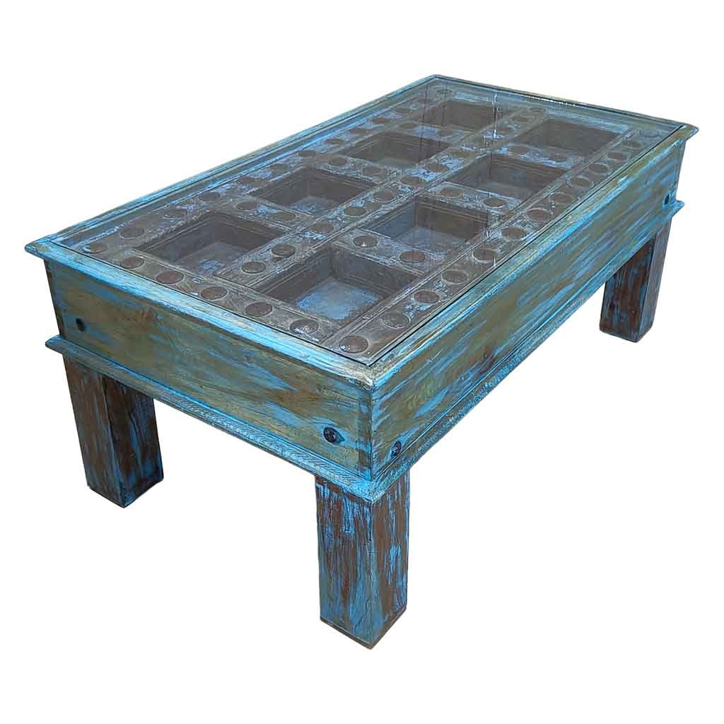 Mesa de centro de madeira artesanal 107x57x45h cm