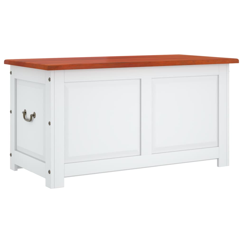 vidaXL baúl de almacenaje con tapa madera de acacia marrón y blanco