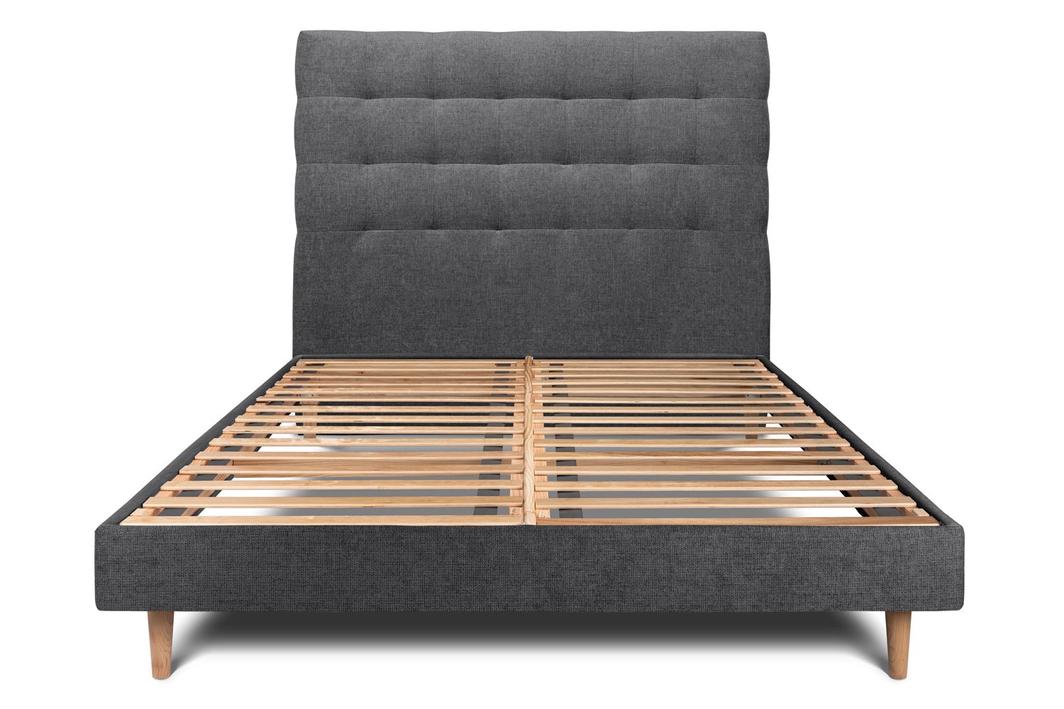 Cama de 135x190 cm com cabeceira estofada - tecido tela fosca - preto