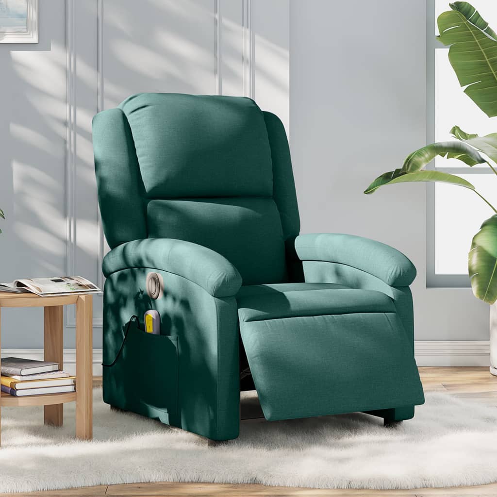 Poltrona reclinável de massagens elétrica tecido verde-escuro ewg4270