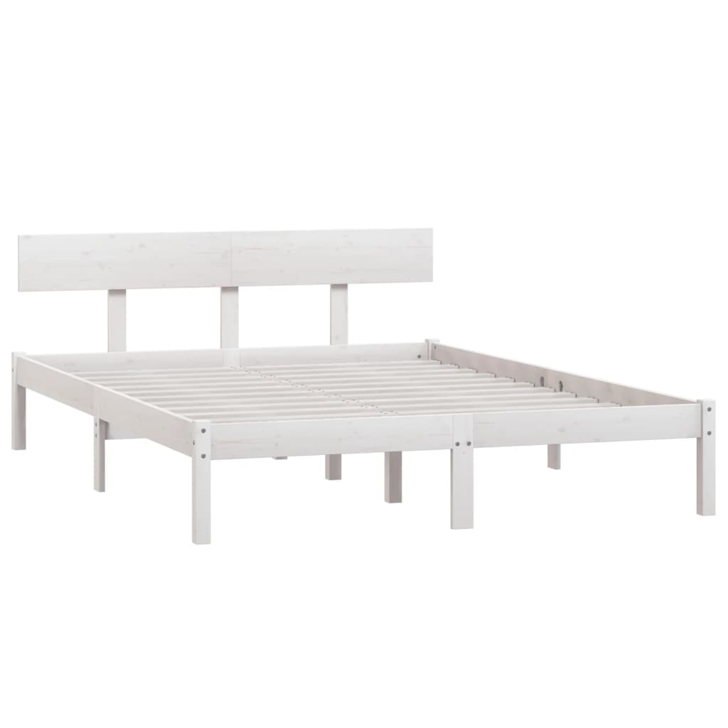 vidaXL estructura de cama doble sin colchón madera maciza pino blanco