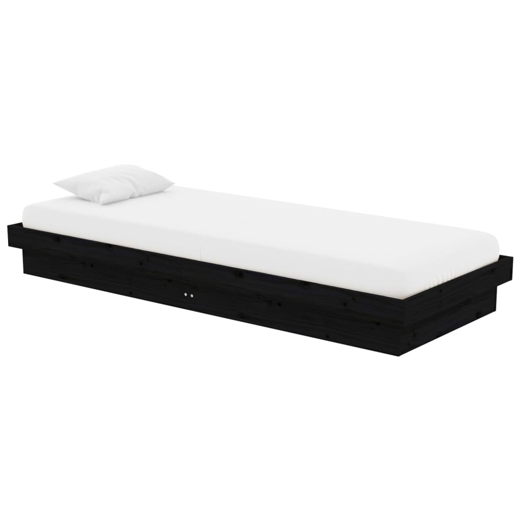 vidaXL estructura de cama individual pequeña sin colchón madera negro