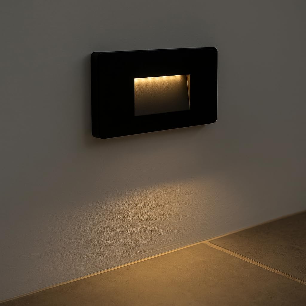 Baliza exterior rectangular, superfície parede, 3w (30w), ip65, luz quente