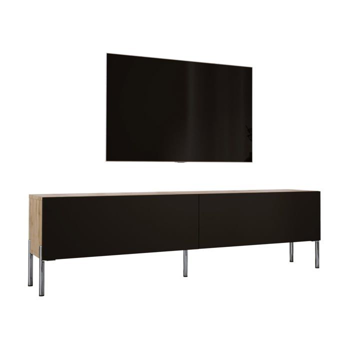 Móvel tv moderno - carvalho wotan/preto mate - 170 cm