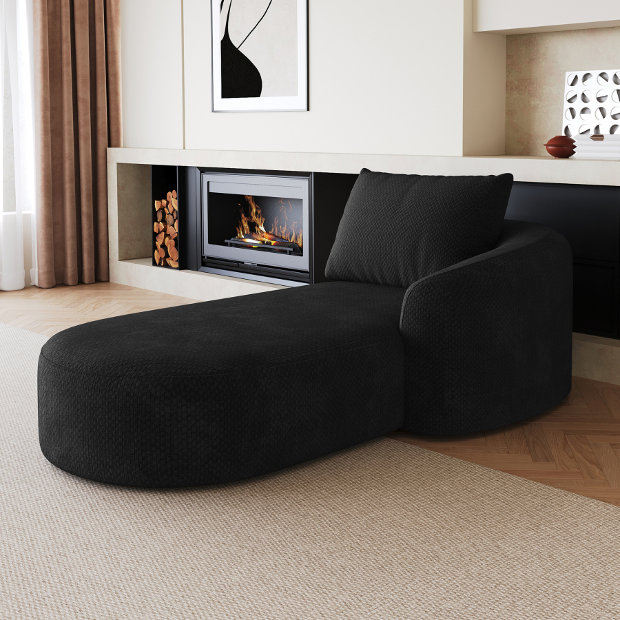 Sofá-cama chaise longue direita em tecido preto