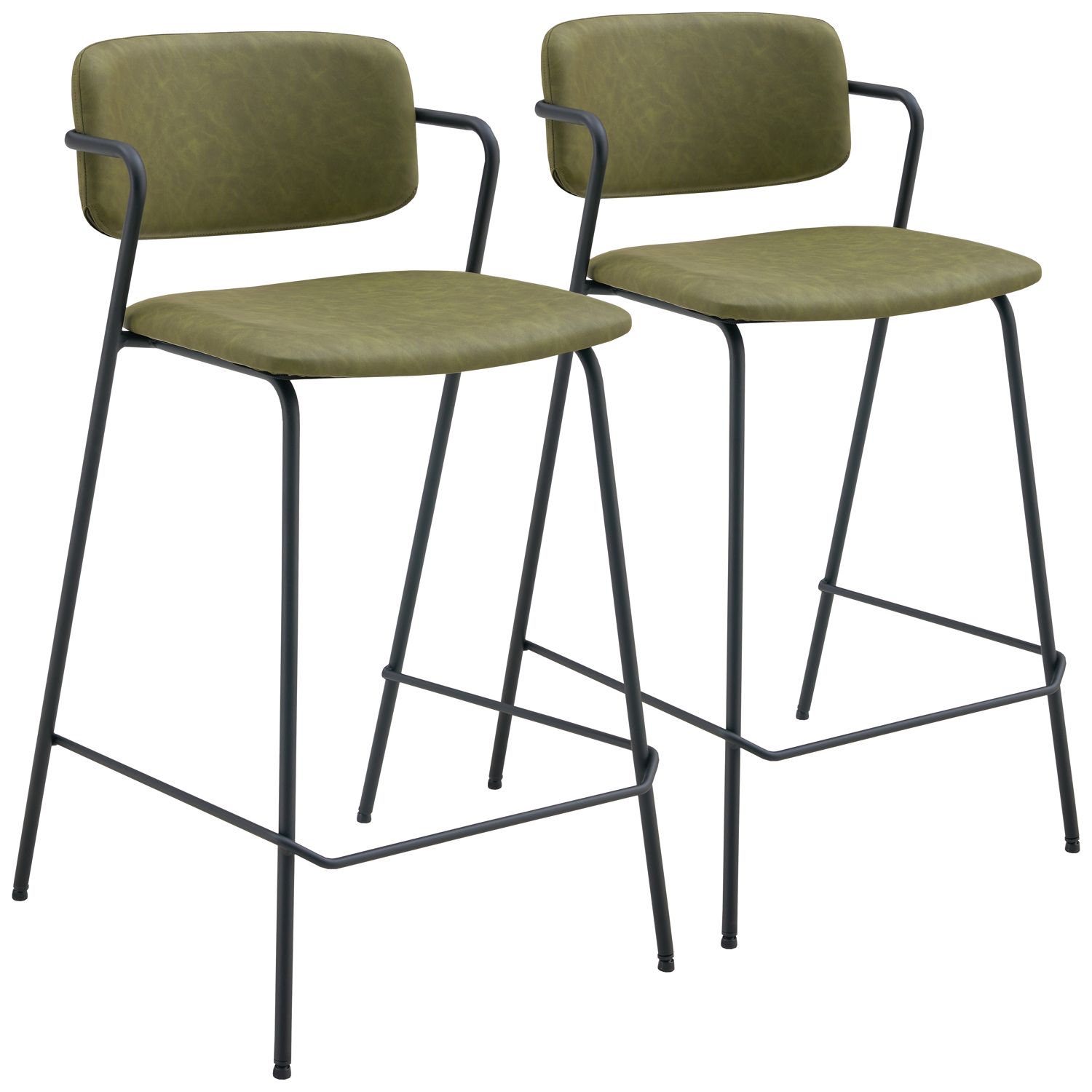 Conjunto de 2 bancos de bar de imitação verde léon