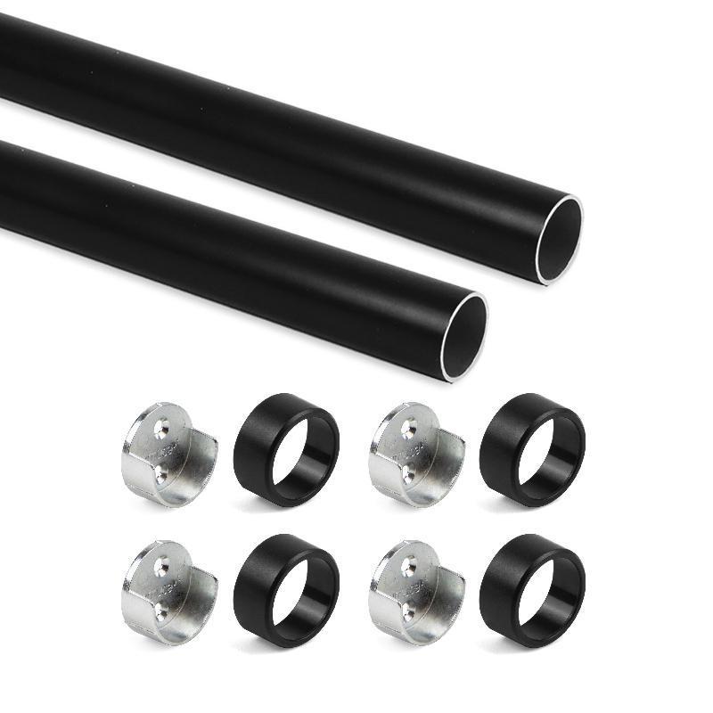 Emuca lote de 2 calhas redondas para armários d.28mm comprimento 1.15m