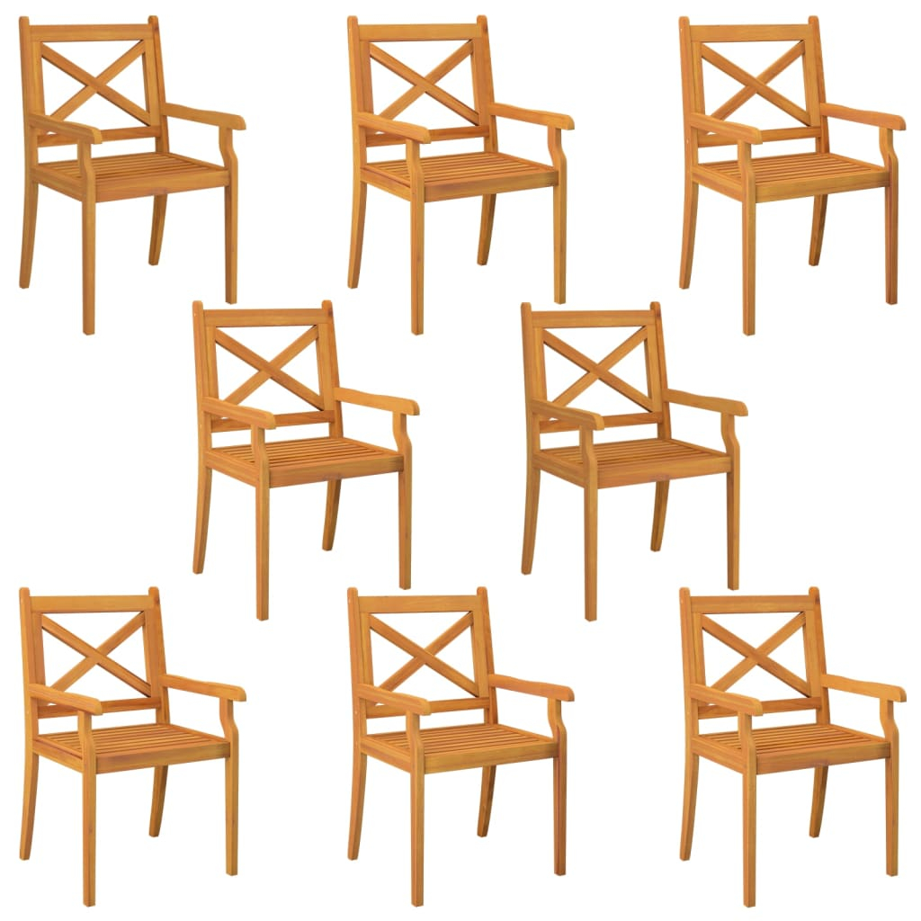 Cadeiras de jantar para exterior 8 pcs acácia maciça
