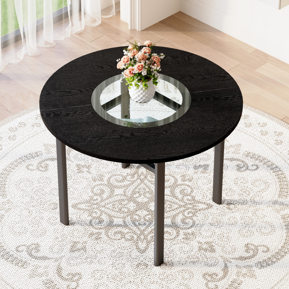 Mesa de jantar redonda preta 100cm