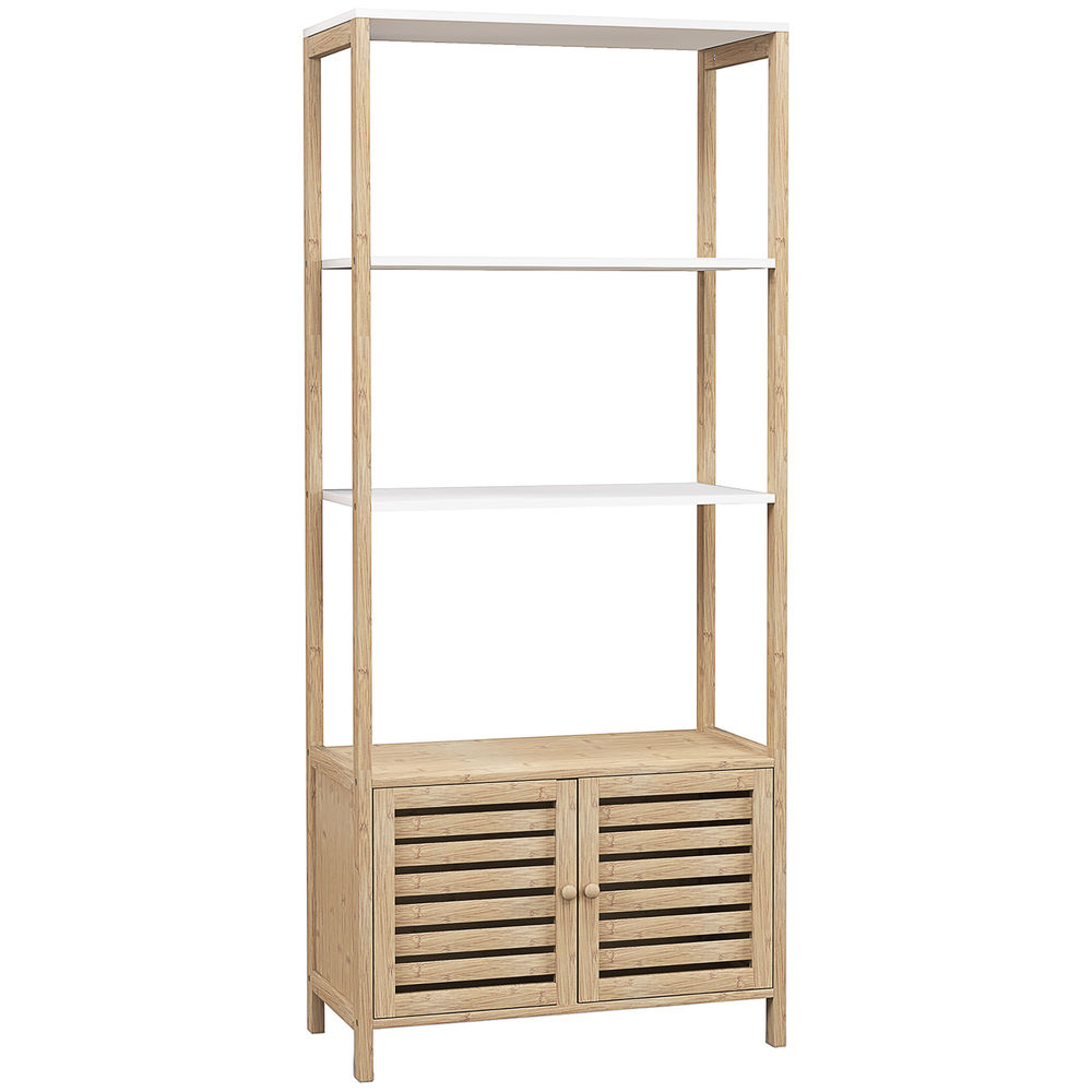 Estante para casa de banho 63x30x138 cm bambu e mdf color marrón Homcom