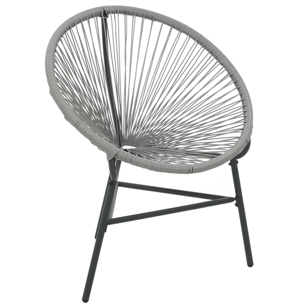 vidaXL silla redonda de cuerdas de jardín ratán sintético gris