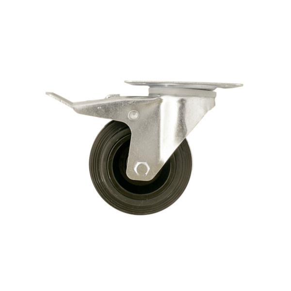 RODA GIRATÓRIA Ø 10 CM COM CHAPA E TRAVÃO