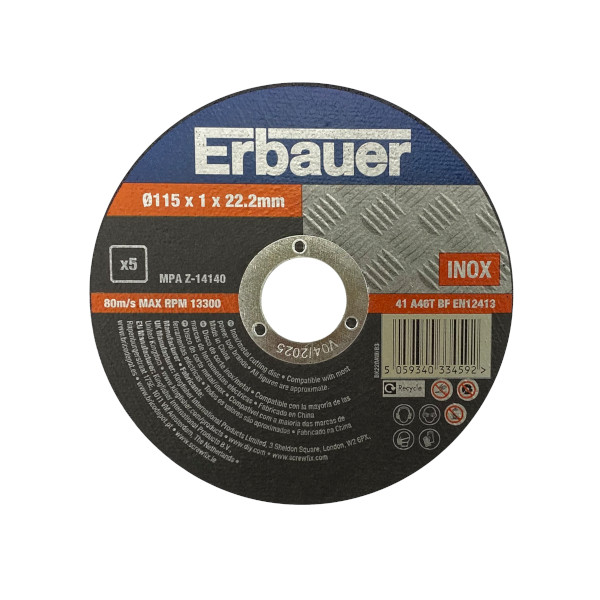 Pack Discos de Corte 115 mm Erbauer 5 Uds