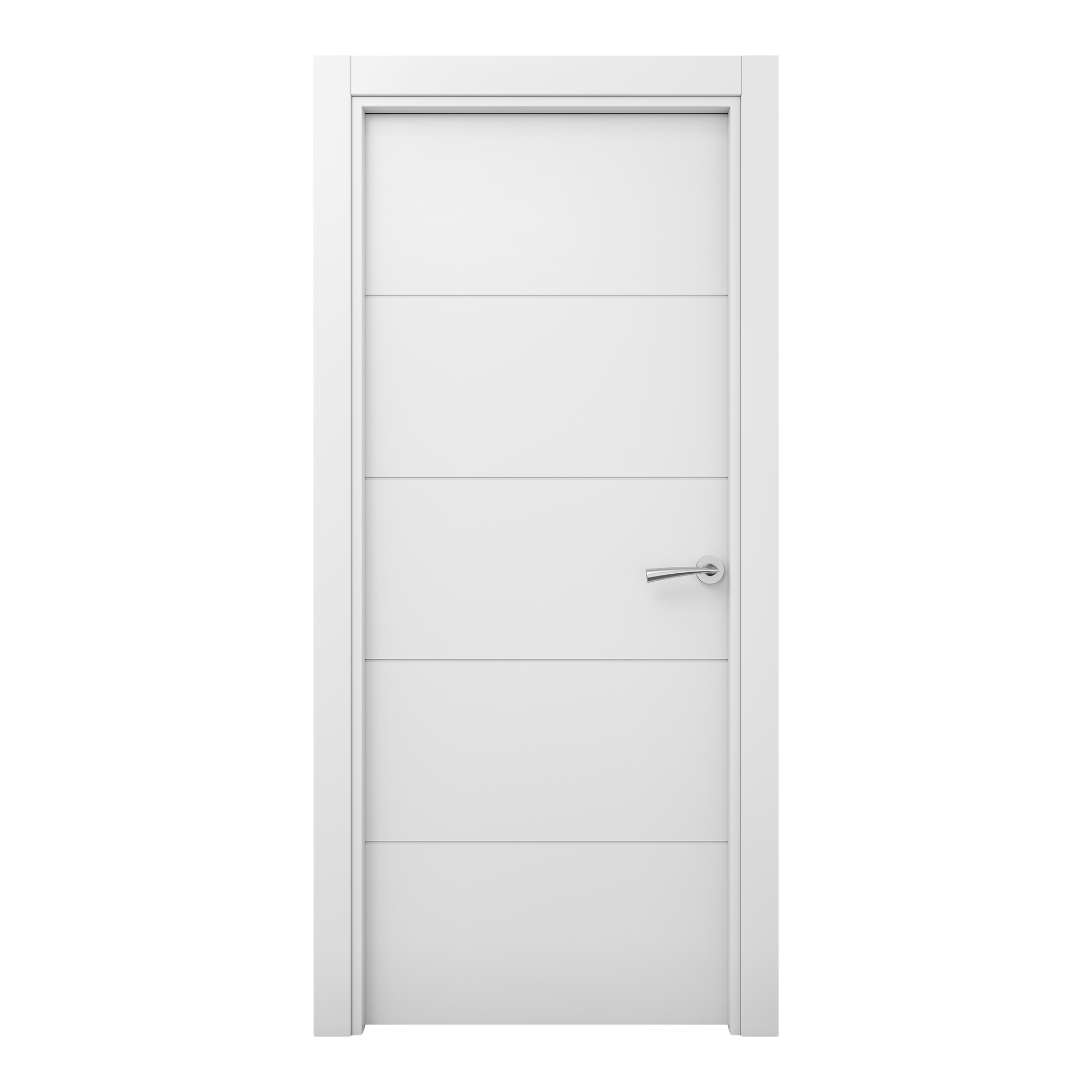 Porta de Interior maciça lacada branca Lor 80cm direita com molduras Geom