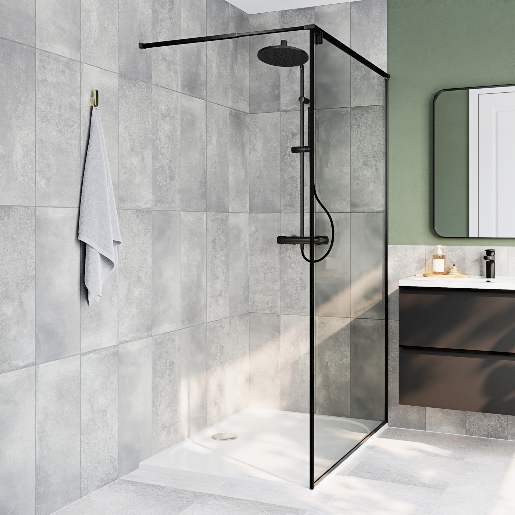Azulejo cerâmico Konkrete Cold Grey 20x60cm Goodhome