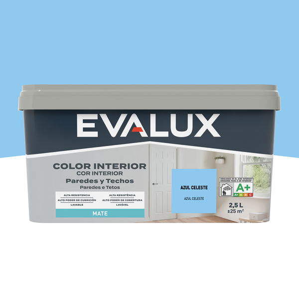 Tinta Interiores Azul Celeste 2,5 L Evalux