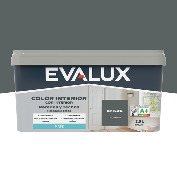 Tinta Interiores Cinzento Ardósia 2,5 L Evalux