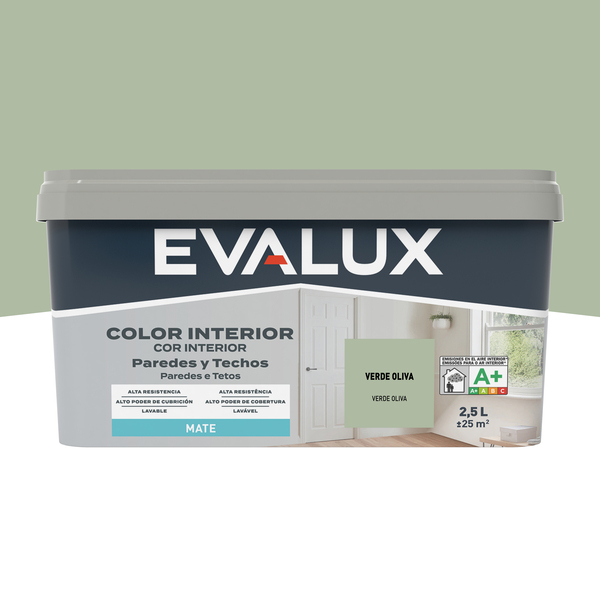 Tinta Interiores Verde Oliva 2,5 L Evalux