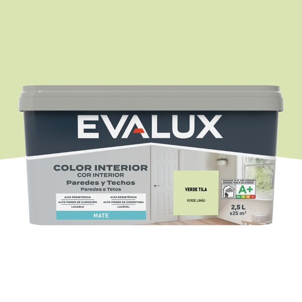 Tinta Interiores Verde Lima 2,5 L Evalux