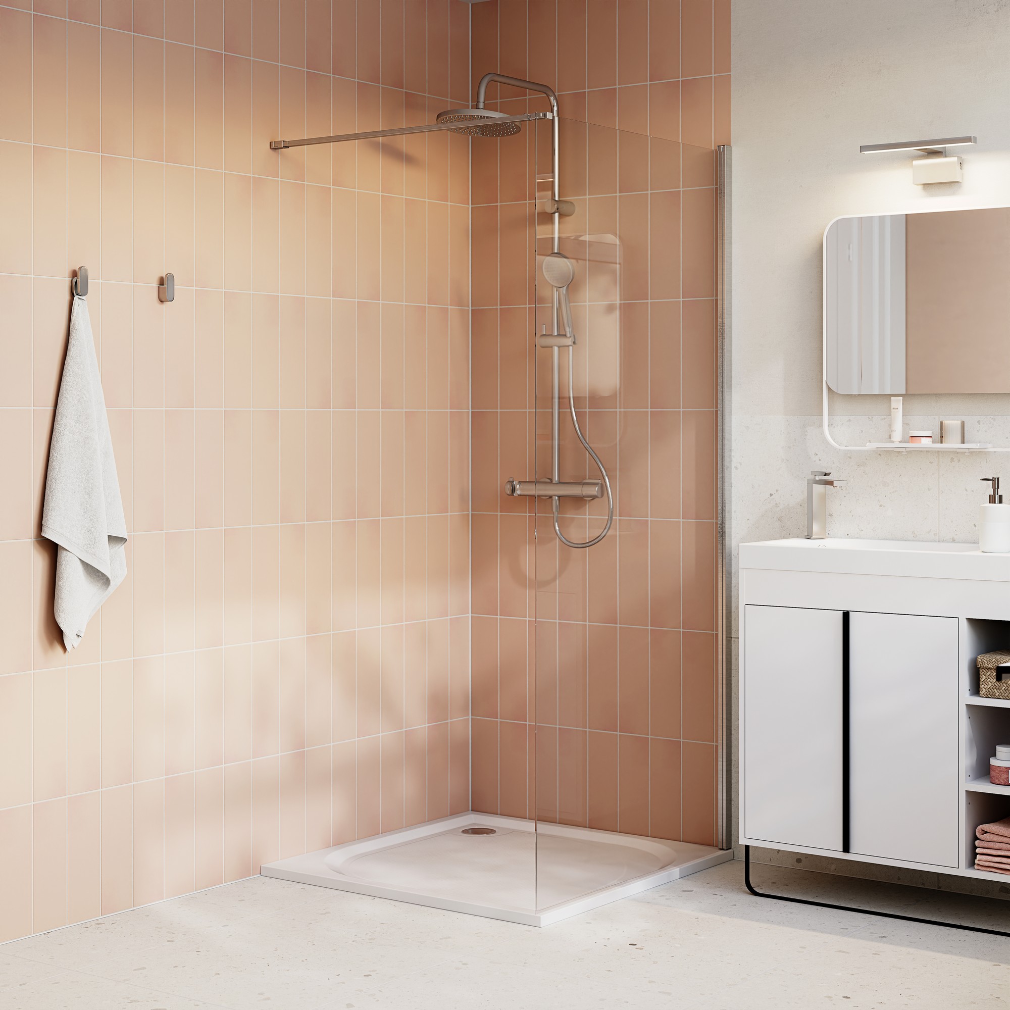 Painel italiano cromado com vidro transparente 90cm odalia