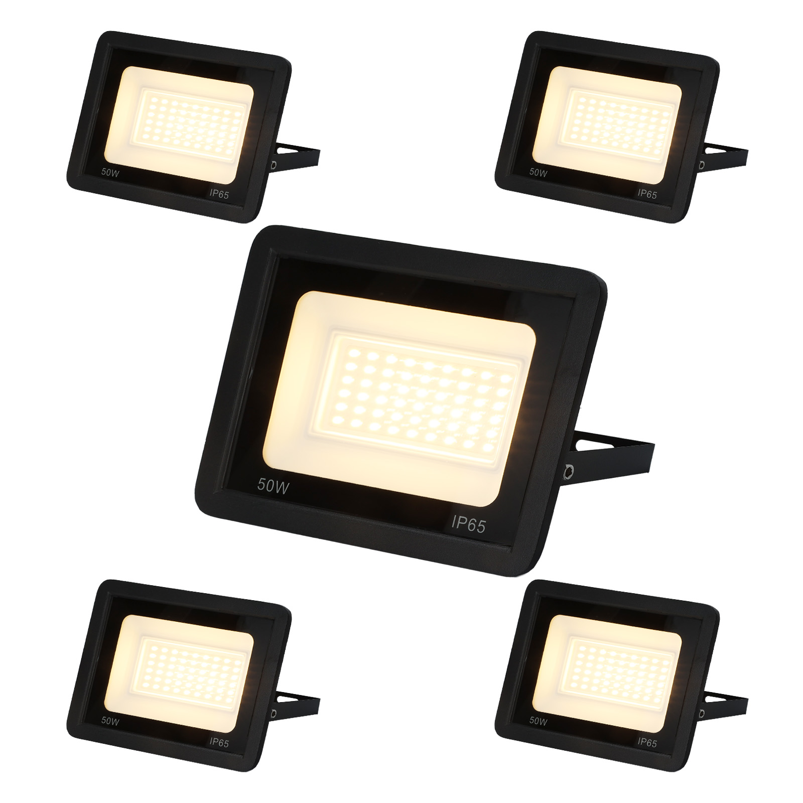Pack 5 projetores LED exterior ip65 50w 4750lm 3000k luz quente
