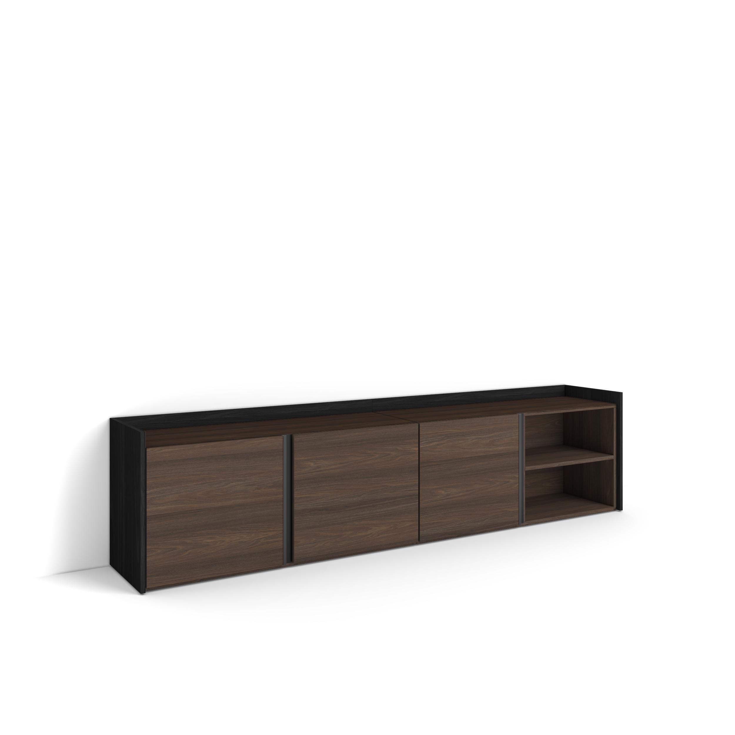 Móvel de tv, 207x35x50cm, carvalho escuro e preto rf4577