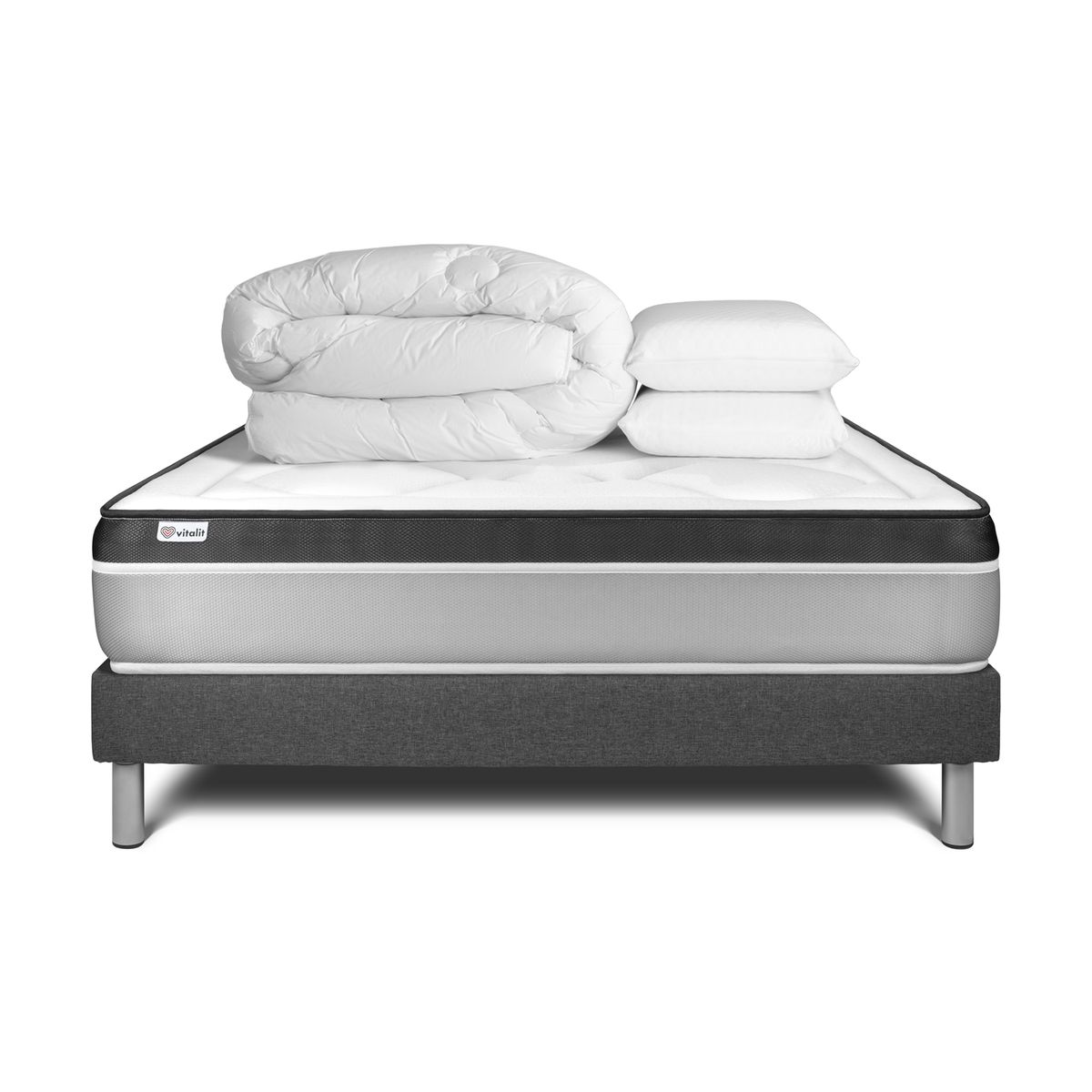 Conjunto completo de cama - colchão 160x200 cm + estrado de molas com ripas