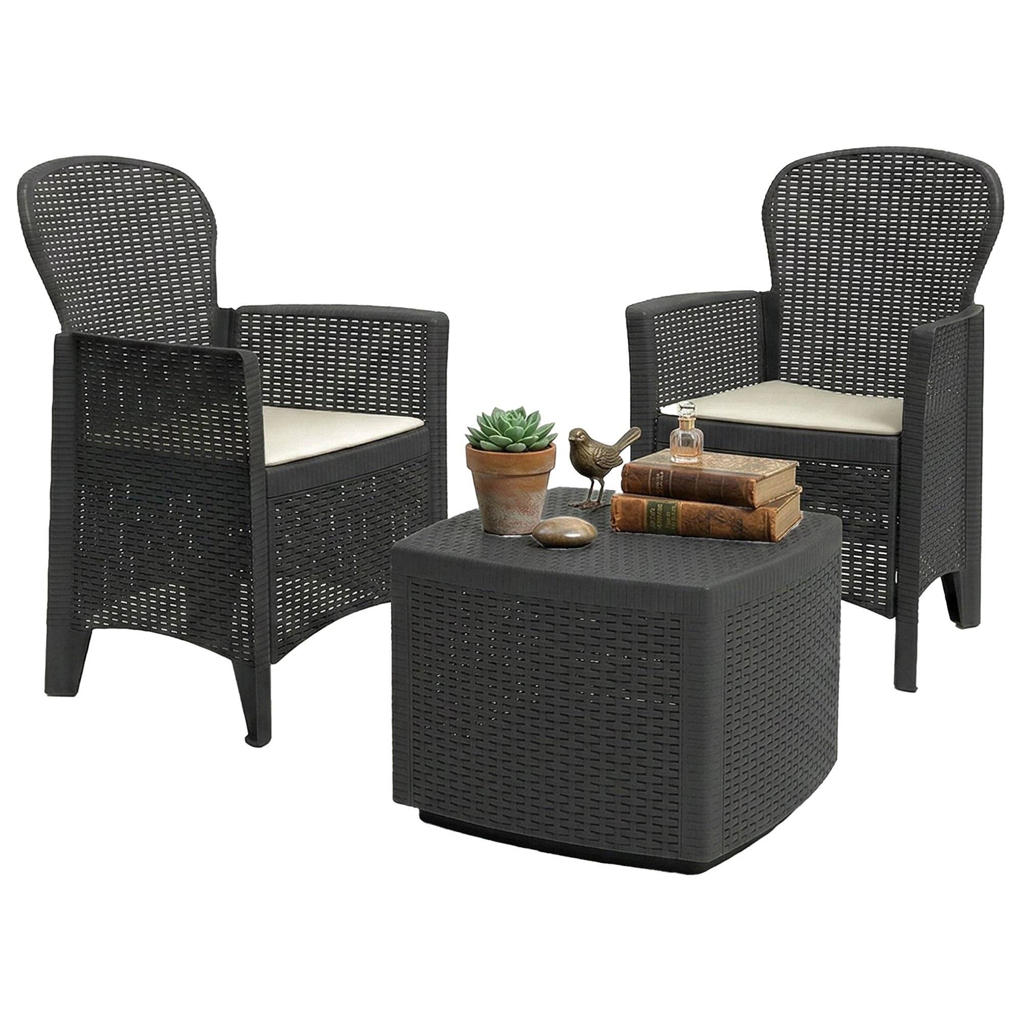 Conjunto de jardim anny, mesa, plástico preto antracite