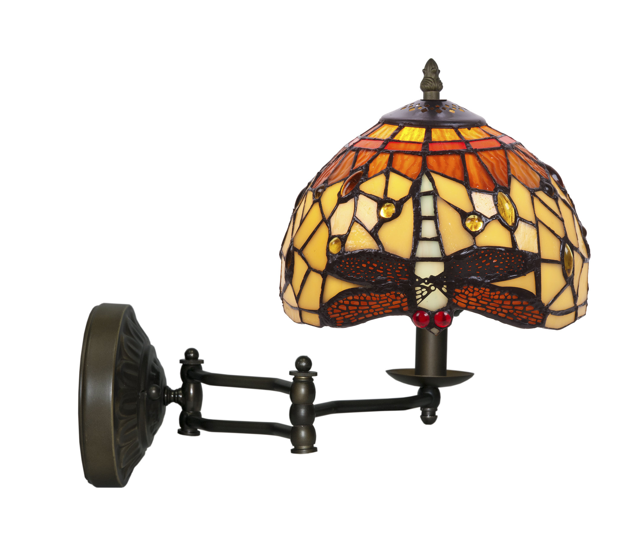 Aplique tiffany braço articulado, 20 cm de ø, série belle amber