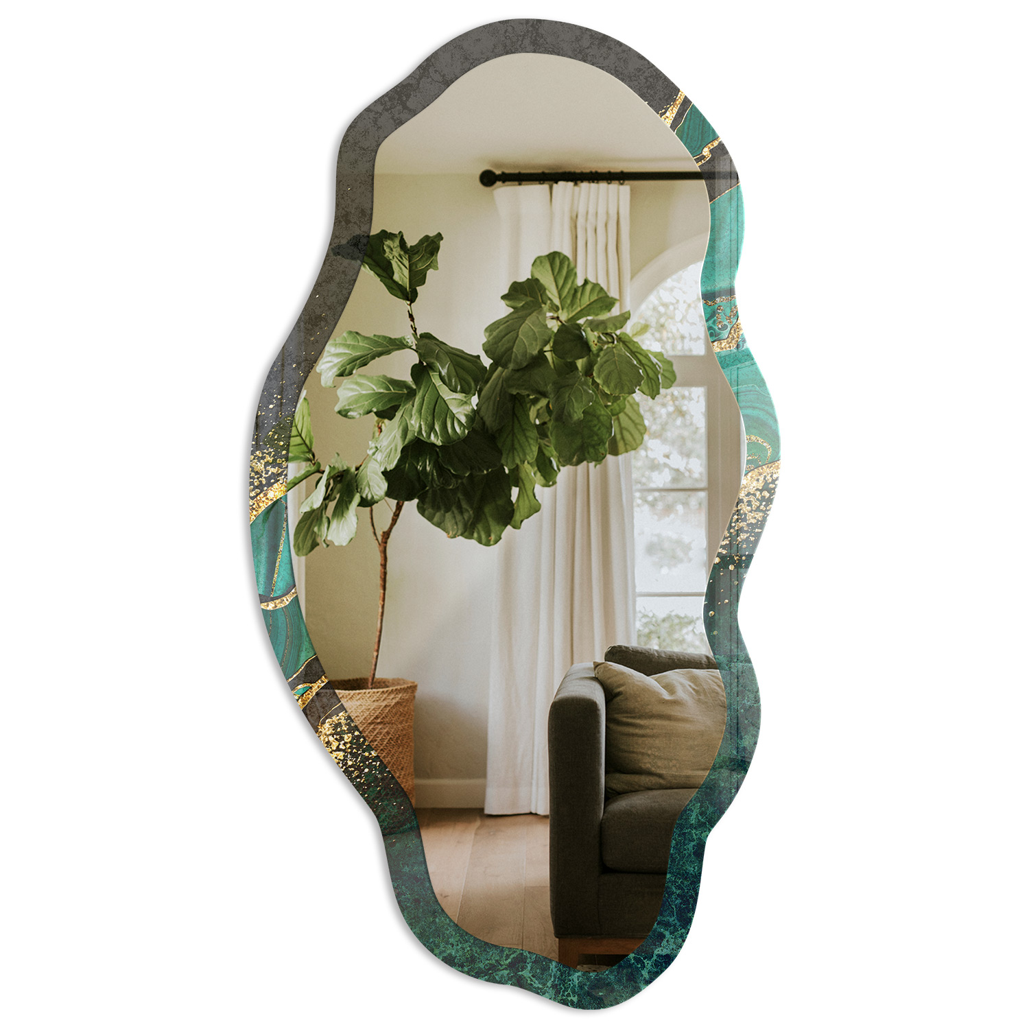Espelho de parede assimétrico 52x97-45x90 verde tulup